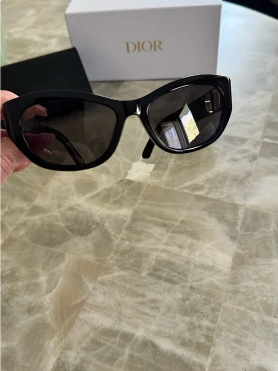 Dior Black Cat-Eye Sunglasses with Gold Hardware - Picture 3 of 6